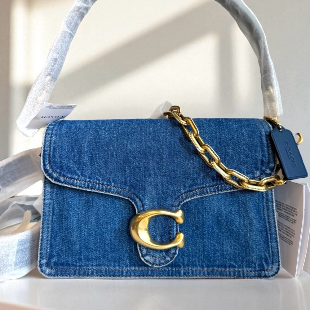 Coach Denim Shoulder Bag with Gold C Hardware